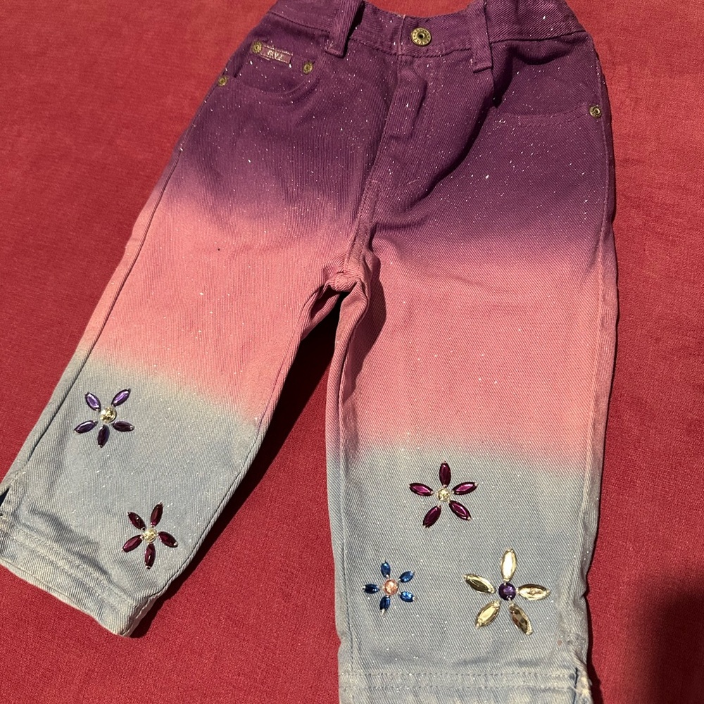 Revolt Kids' Purple and Pink Ombre Jeans with Floral Jems